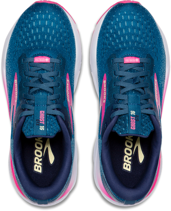Brooks Womens Ghost 16 GTX - Moroccan Blue/Pink/Yellow - Neutral