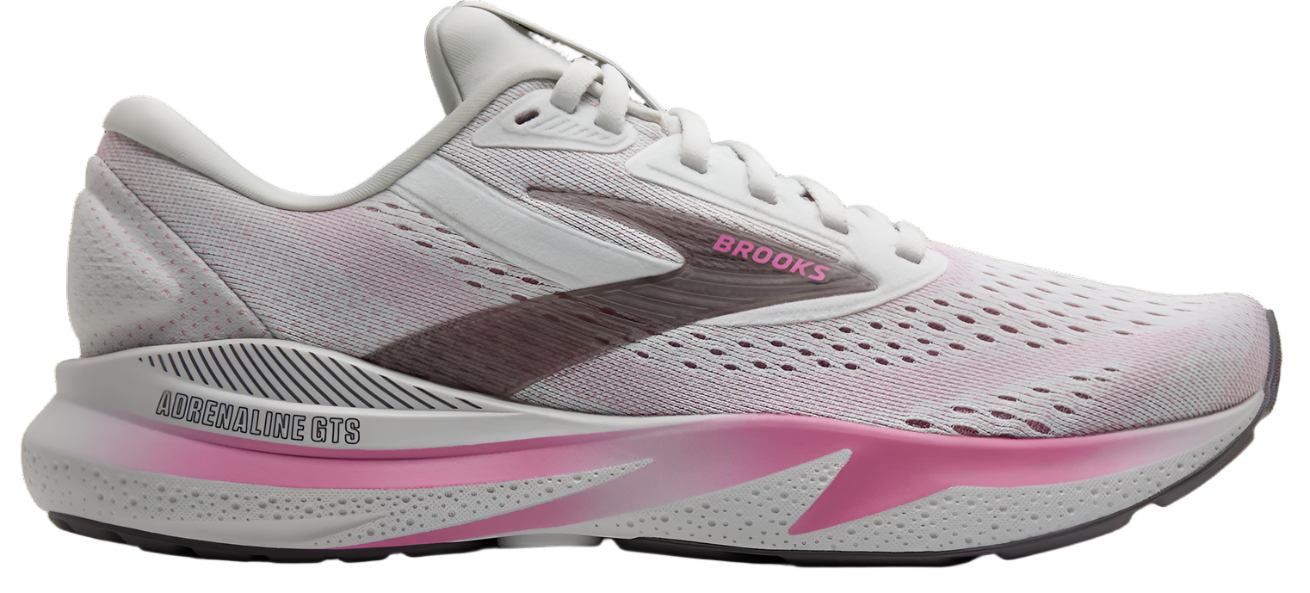 Brooks Womens Adrenaline GTS 24 - Oyster/Excalibur/Pink - Stability - AW25