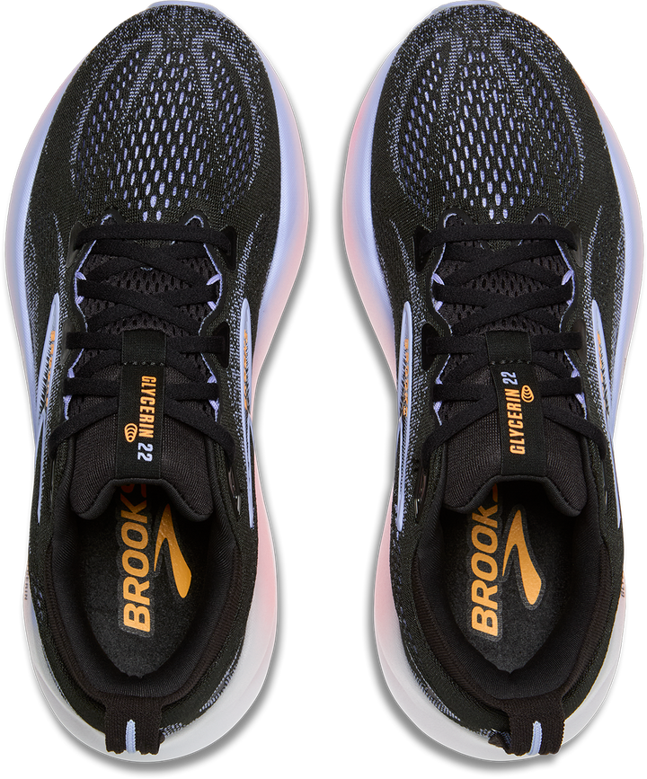 Brooks Womens Glycerin 22 - Black/Blue Heron/Orange - Neutral - AW25