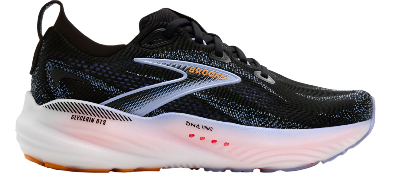 Brooks Womens Glycerin GTS 22 - Black/Blue Heron/Orange - Stability - AW25