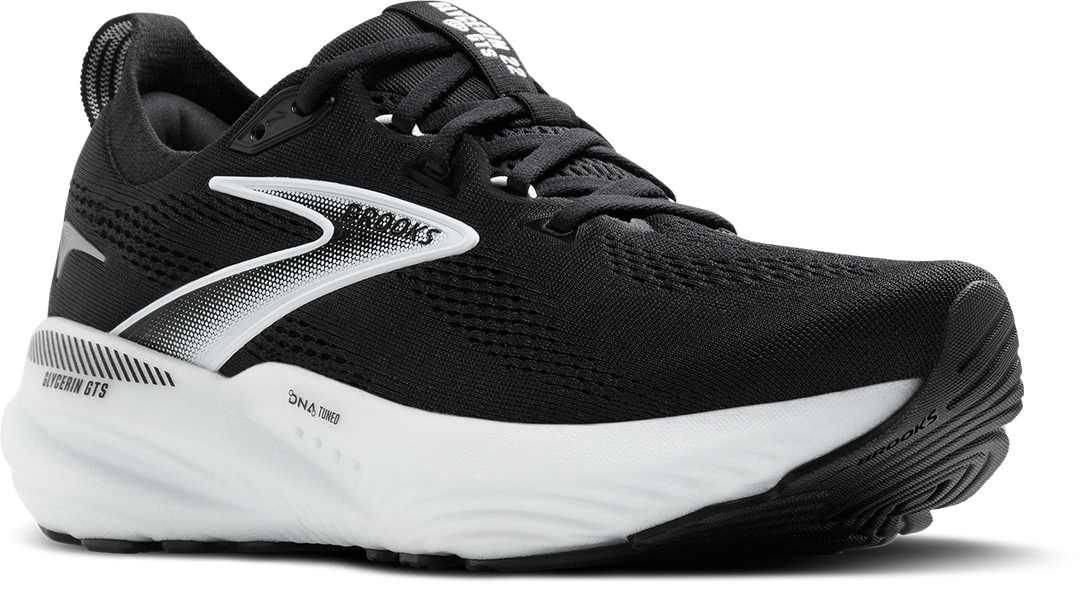 Brooks Womens Glycerin GTS 22 Wide - D Width - Black/Grey/White - Stability - AW25
