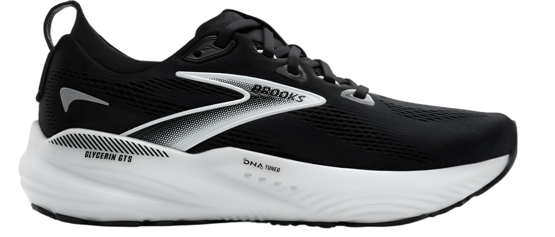 Brooks Womens Glycerin GTS 22 Wide - D Width - Black/Grey/White - Stability - AW25