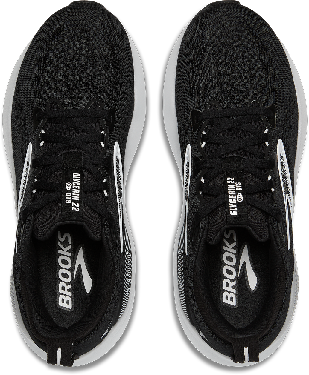 Brooks Womens Glycerin GTS 22 Wide - D Width - Black/Grey/White - Stability - AW25