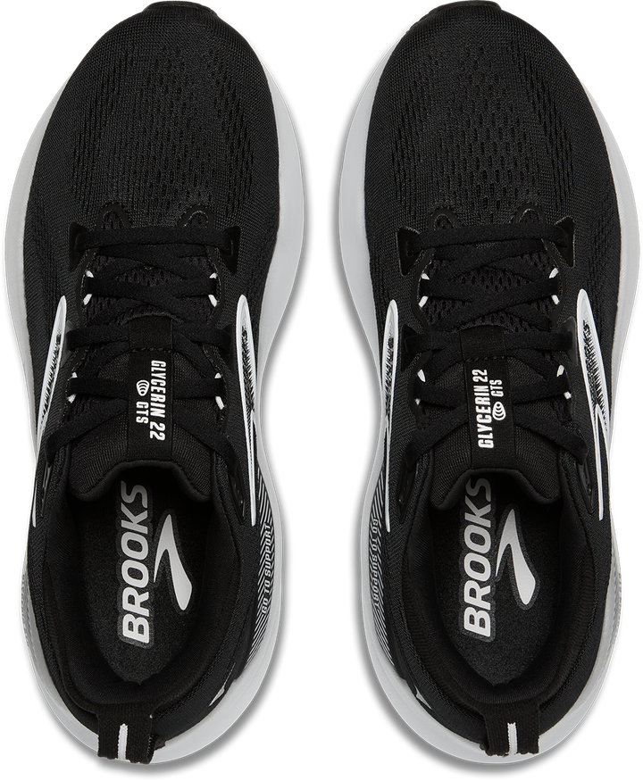 Brooks Womens Glycerin GTS 22 Wide - D Width - Black/Grey/White - Stability - AW25