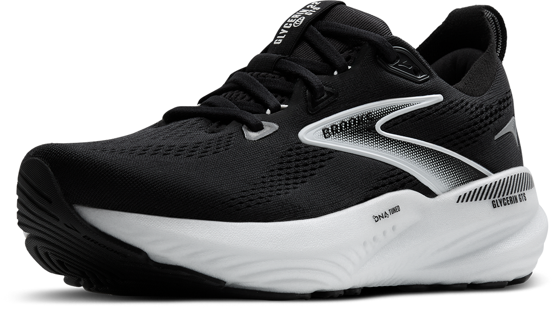 Brooks Womens Glycerin GTS 22 Wide - D Width - Black/Grey/White - Stability - AW25