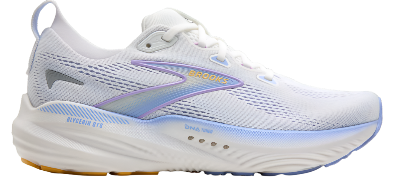 Brooks Womens Glycerin GTS 22 - White/Blue Heron/Apricot - Stability - AW25