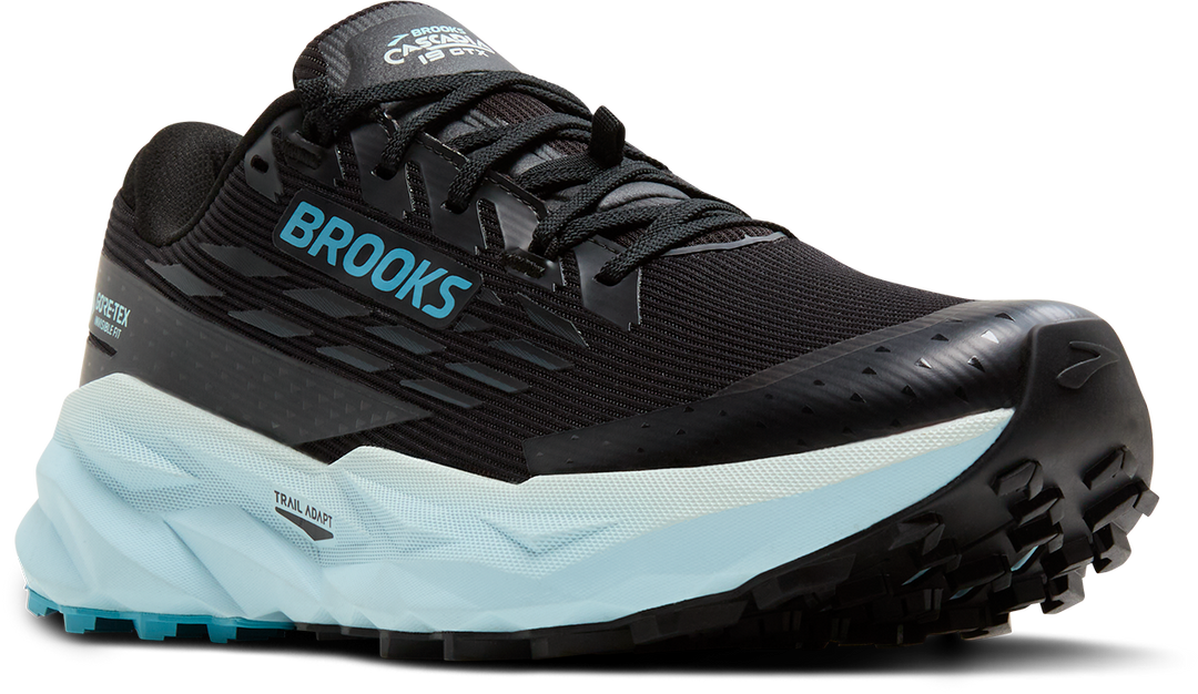Brooks Womens Cascadia 19 GTX - Black/Ebony/Blue Flower - Trail - AW25
