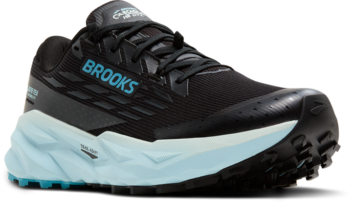 Brooks Womens Cascadia 19 GTX - Black/Ebony/Blue Flower - Trail - AW25