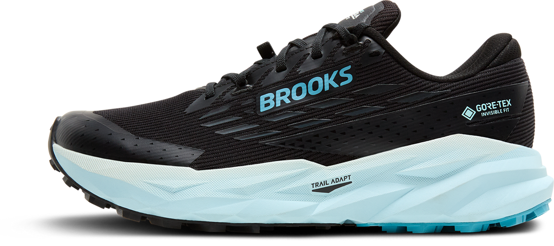 Brooks Womens Cascadia 19 GTX - Black/Ebony/Blue Flower - Trail - AW25