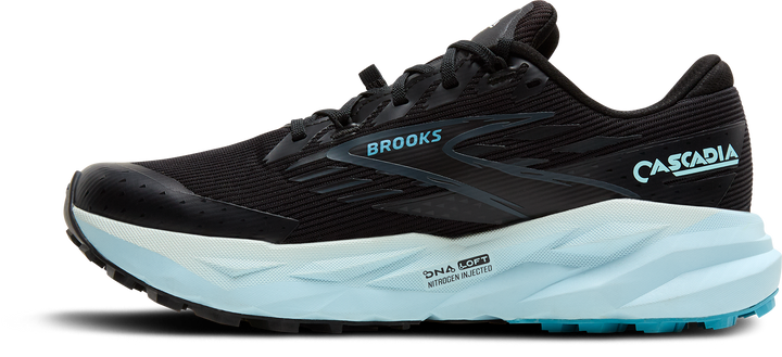 Brooks Womens Cascadia 19 GTX - Black/Ebony/Blue Flower - Trail - AW25