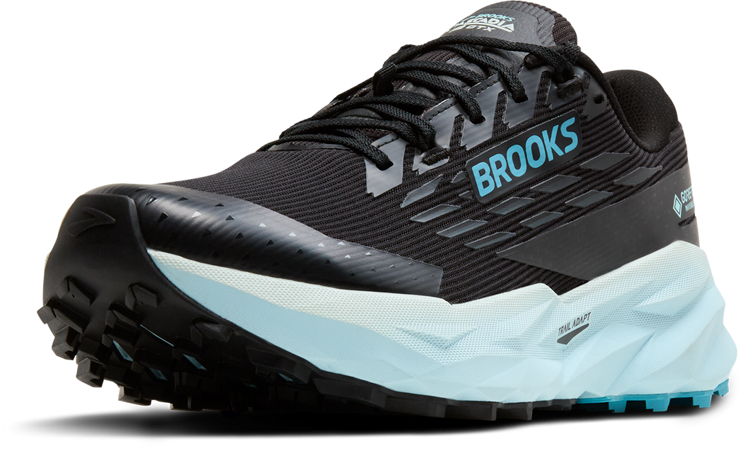 Brooks Womens Cascadia 19 GTX - Black/Ebony/Blue Flower - Trail - AW25