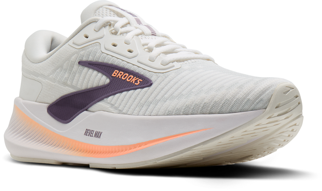 Brooks Womens Revel Max - Bright White/Mulled Grape/Peach - Neutral - AW26