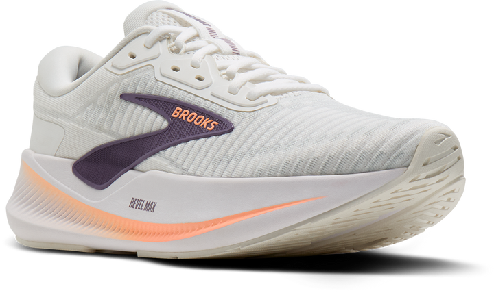 Brooks Womens Revel Max - Bright White/Mulled Grape/Peach - Neutral - AW26