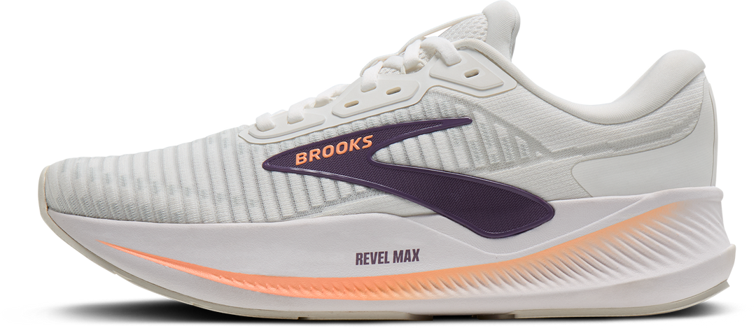 Brooks Womens Revel Max - Bright White/Mulled Grape/Peach - Neutral - AW26
