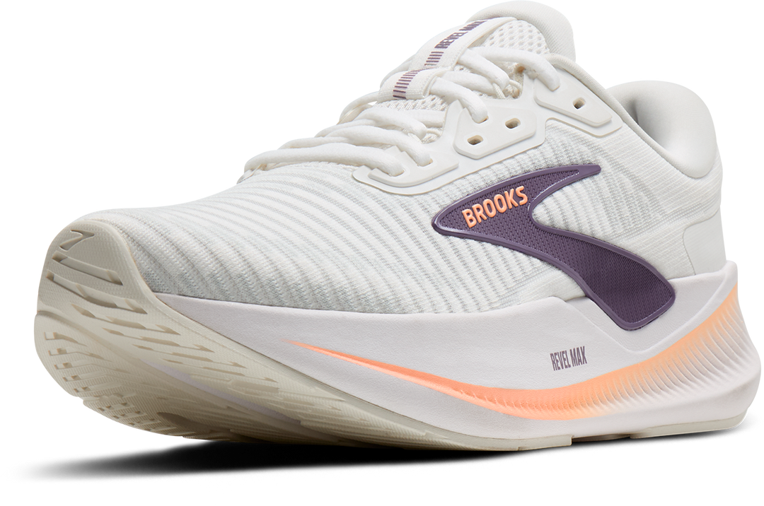 Brooks Womens Revel Max - Bright White/Mulled Grape/Peach - Neutral - AW26