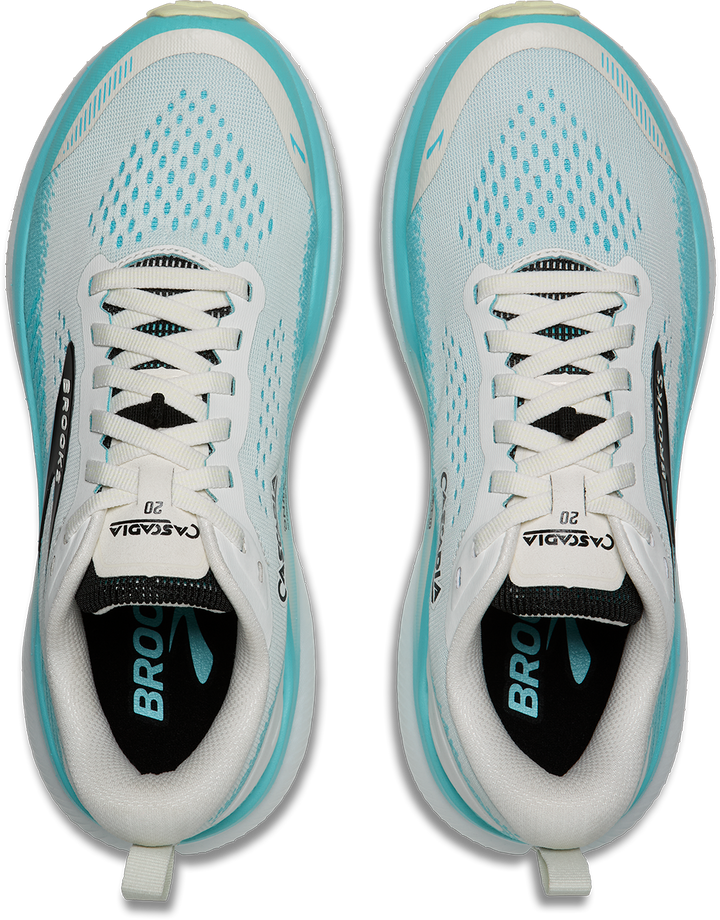 Brooks Womens Cascadia 20 - White/Blue/Black - Trail - AW26