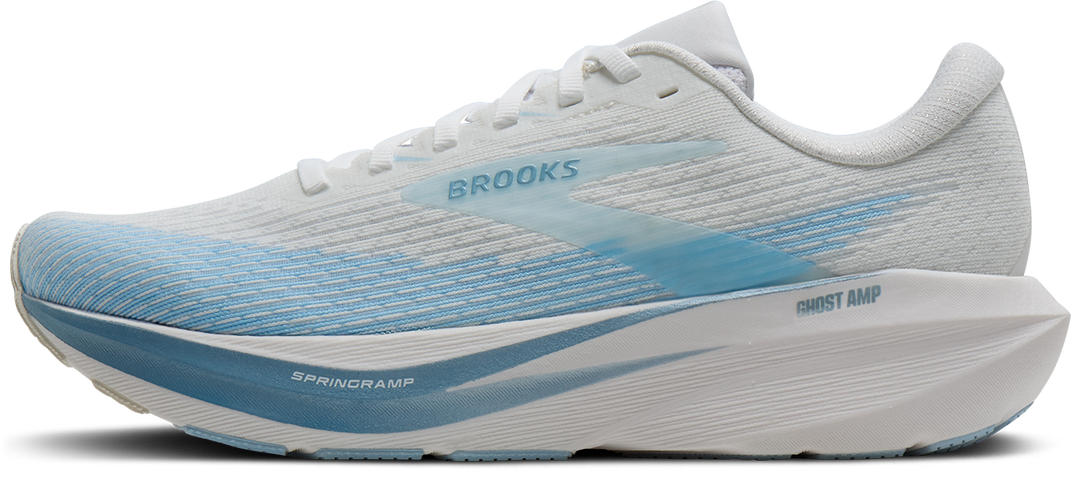 Brooks Womens Ghost Amp - White/Blue/Metallic - Neutral - AW26