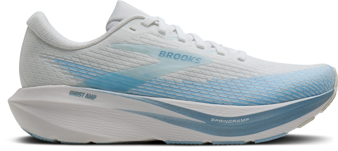Brooks Womens Ghost Amp - White/Blue/Metallic - Neutral - AW26