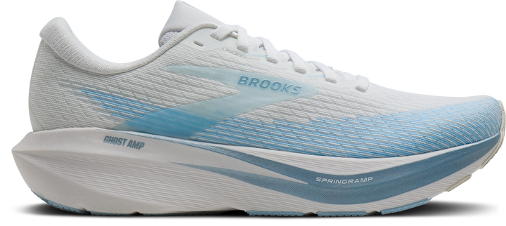 Brooks Womens Ghost Amp - White/Blue/Metallic - Neutral - AW26