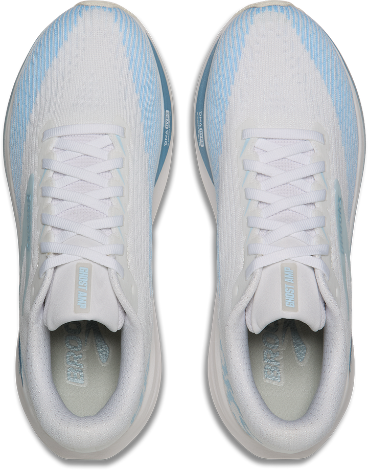 Brooks Womens Ghost Amp - White/Blue/Metallic - Neutral - AW26