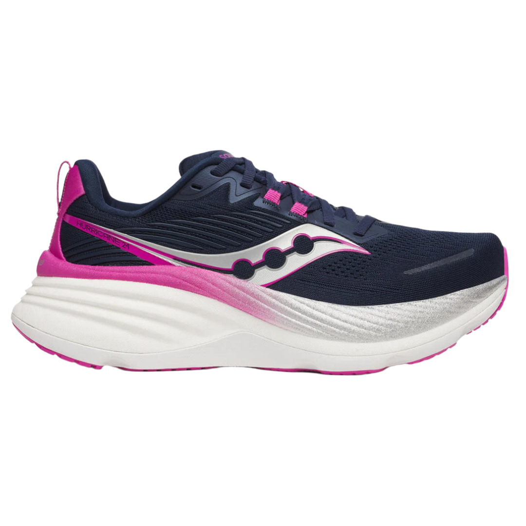 Saucony Womens Hurricane 24 - Navy/Fuchsia  - Stability