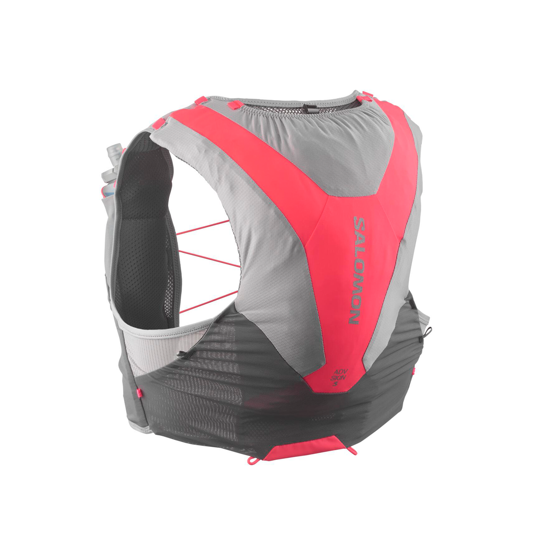 Salomon ADV Skin 5 Unisex Vest with Flasks - Castelrock/Alloy/Neon Flame