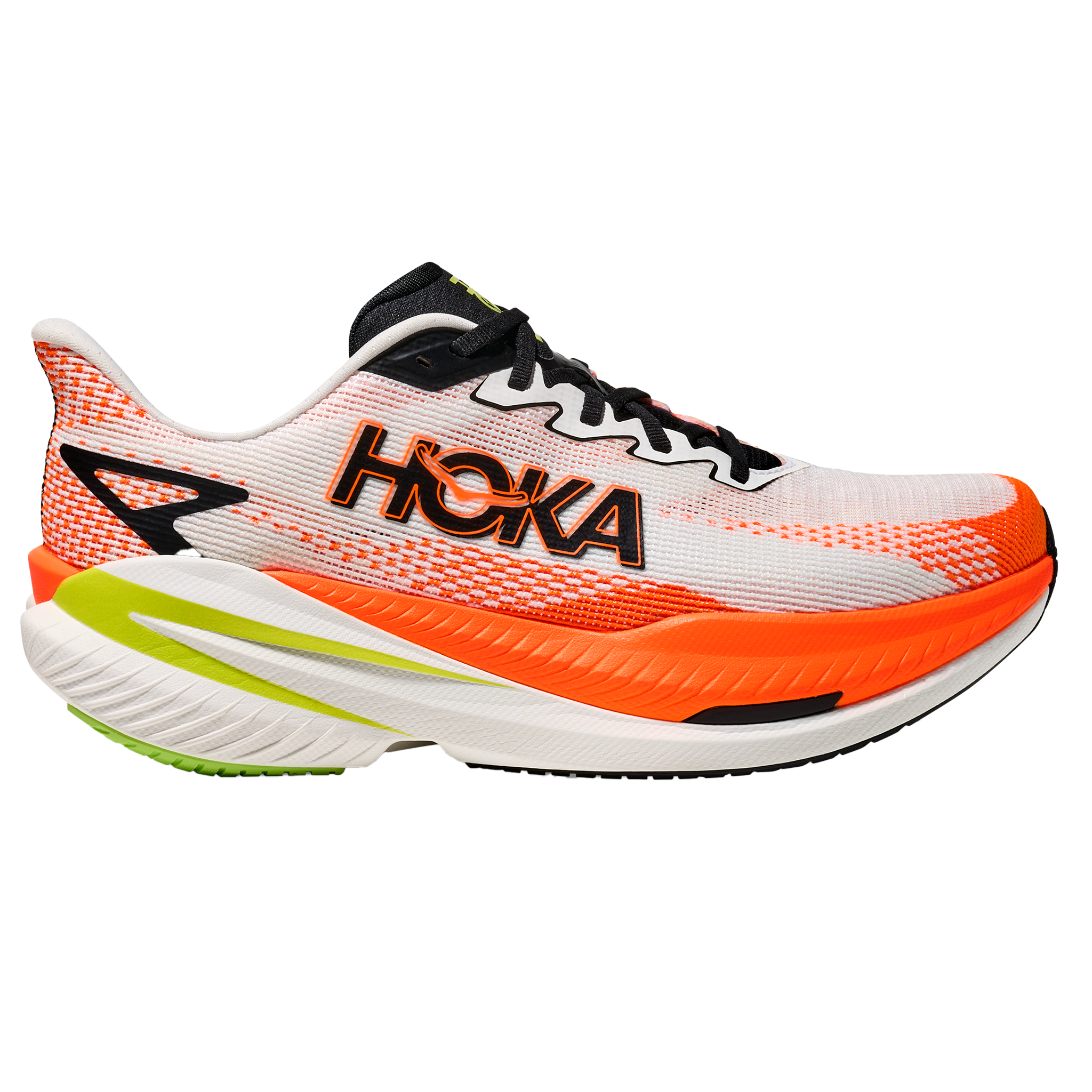 Hoka Mens Mach X 3 - White/Neon Tangerine - Neutral - AW25