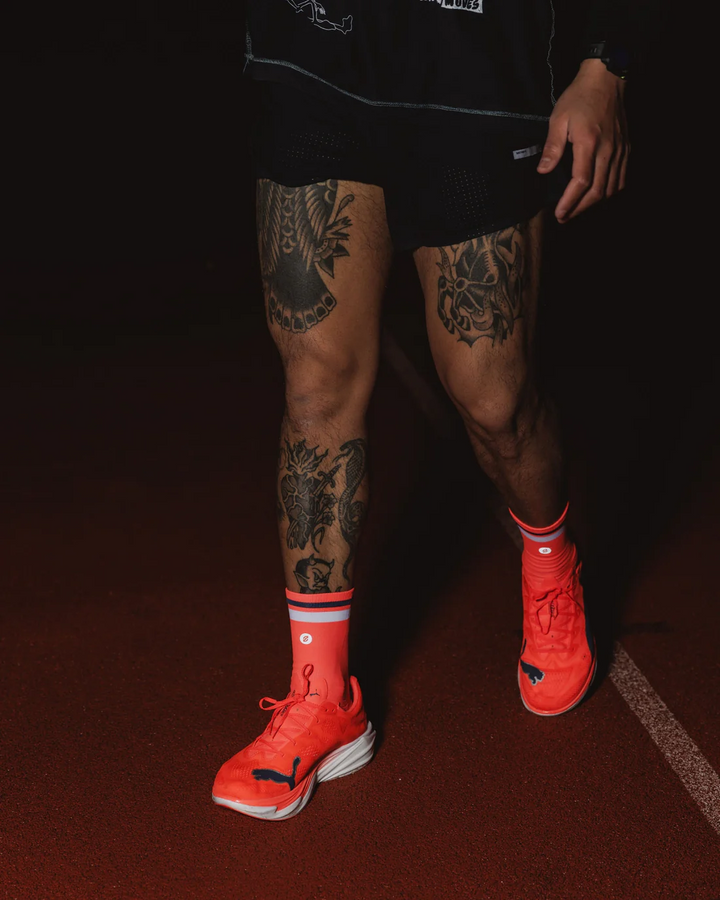 SHYU Racing Quarter Crew Socks - Poppy/White/Pencil