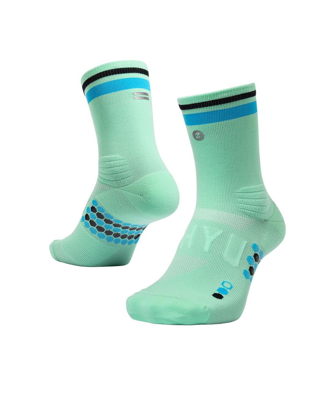 SHYU Racing Half Crew Socks - Aqua/Blue/Black