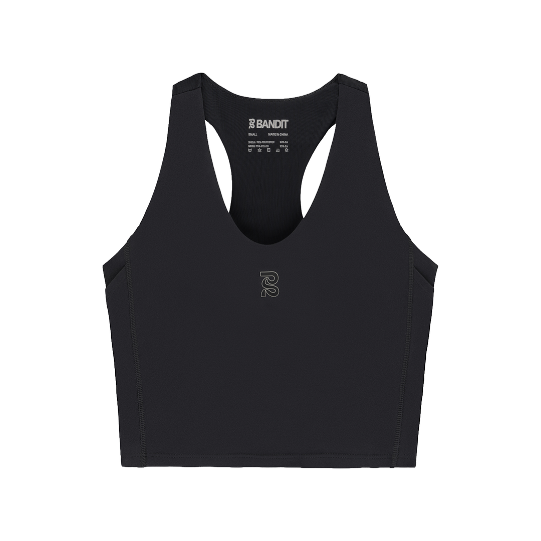 Bandit Women's Stamina Rounded V-Neck Crop with Mesh Back - Anthractite - AW26