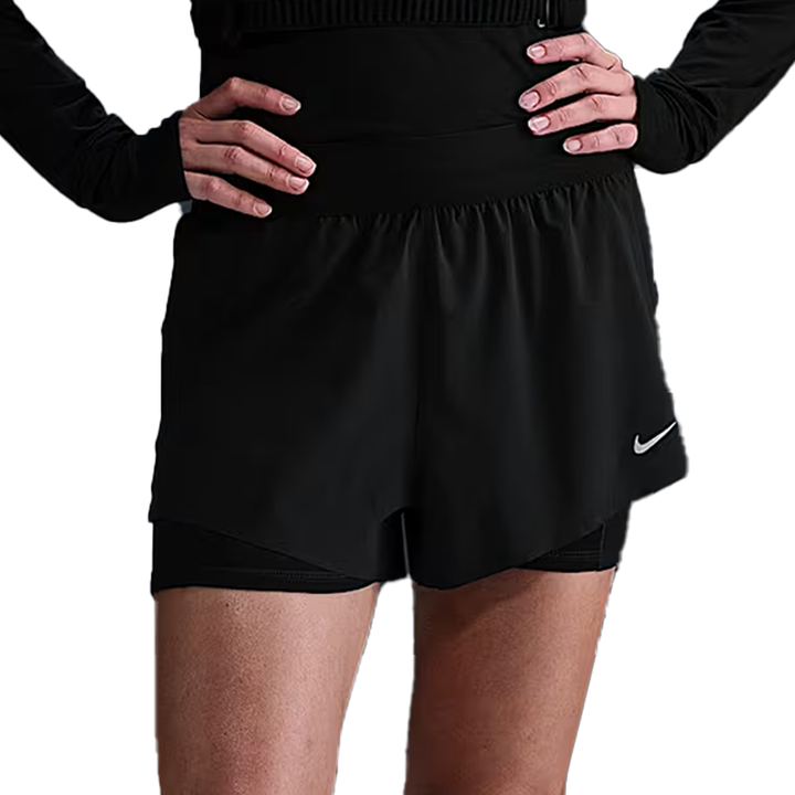 Nike Swift Womens Dri-FIT Mid-Rise 2-in-1 Running Shorts - Black/Reflective Silver