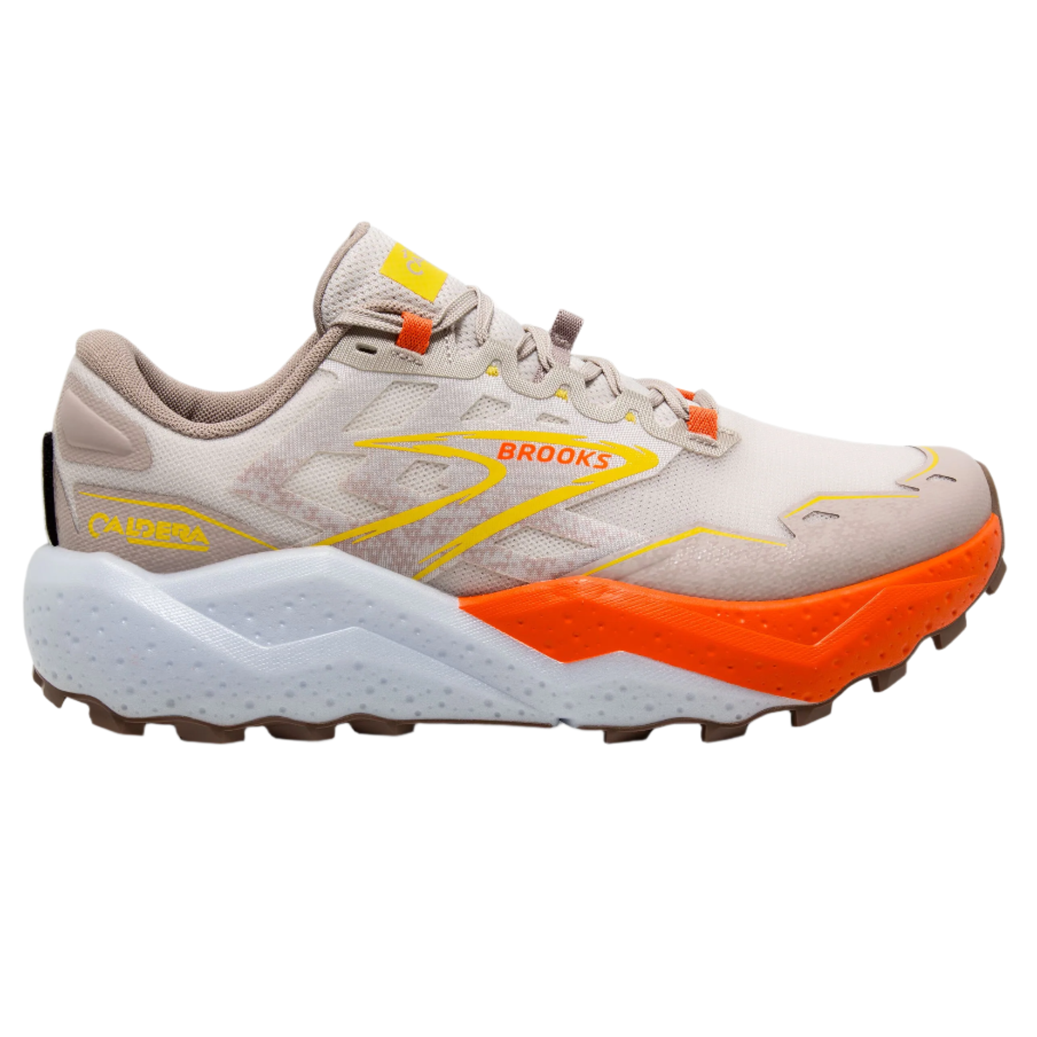Brooks Mens Caldera 7 - White Sand/Chateau Gray/Yellow - Trail