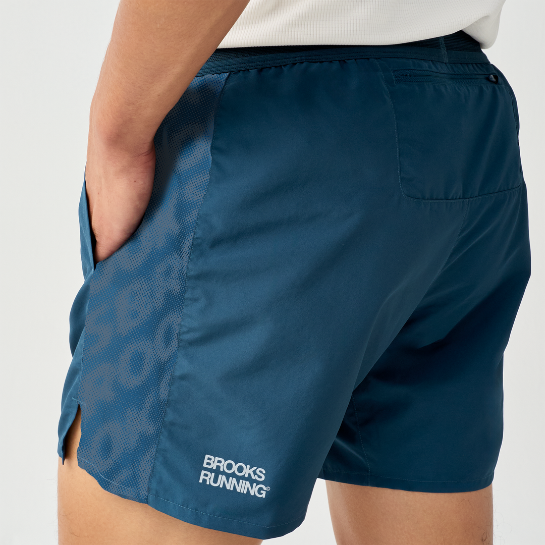 Brooks Mens Dash Short - Reflective Wordmark/Indigo - AW26