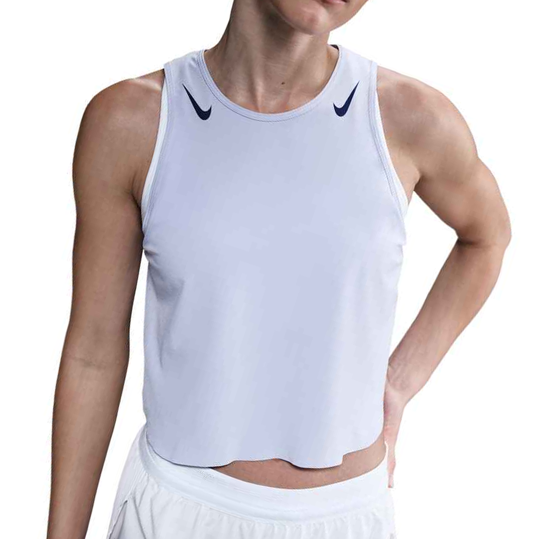 Nike Womens Dri-FIT ADV Cropped Running Tank Top - Ghost/Blue Void