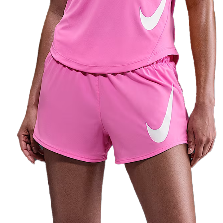 Nike One Women's Dri-FIT Mid-Rise 3" Brief-Lined Swoosh Short - Playful Pink/White