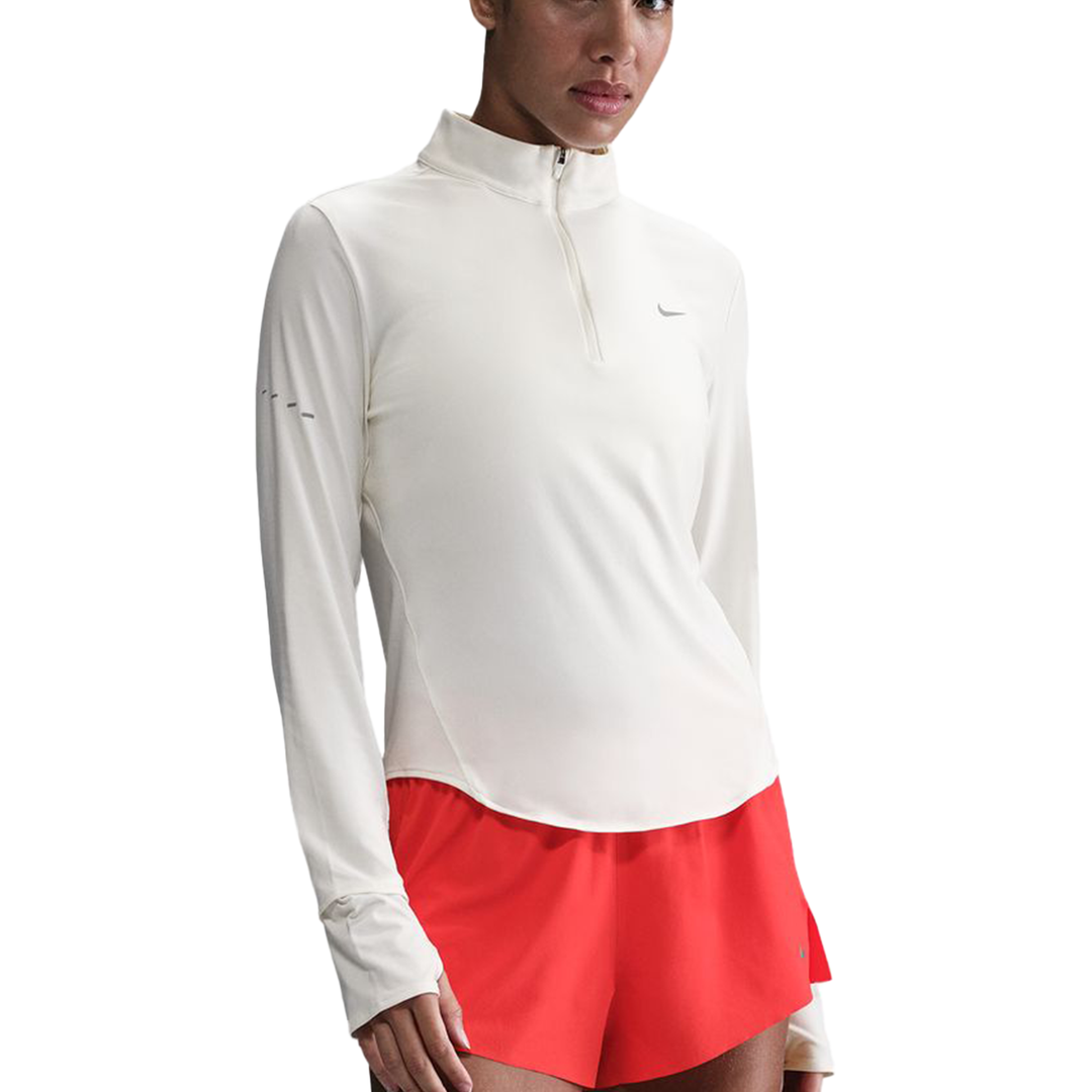 Nike Damen Dri-FIT UV 1/4 Zip L/S Swift T-Shirt – Segel/Reflektierendes Silber