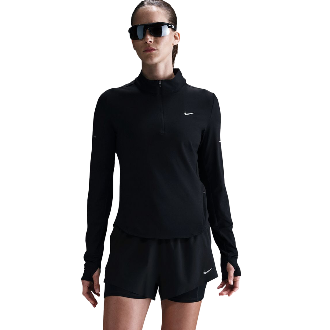 Nike Womens Dri-FIT UV 1/4 Zip L/S Swift Tee - Black/Reflective Silver - HO25