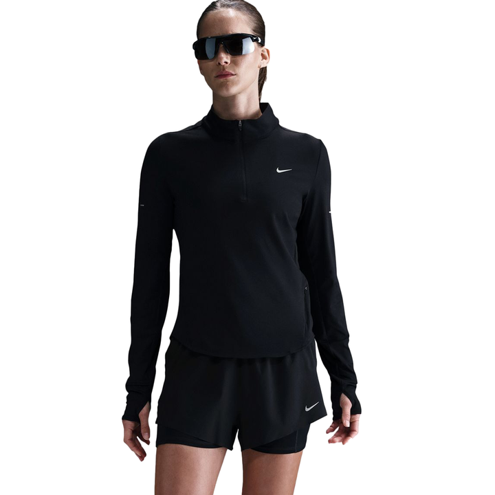 Nike Womens Dri-FIT UV 1/4 Zip L/S Swift Tee - Black/Reflective Silver - HO25