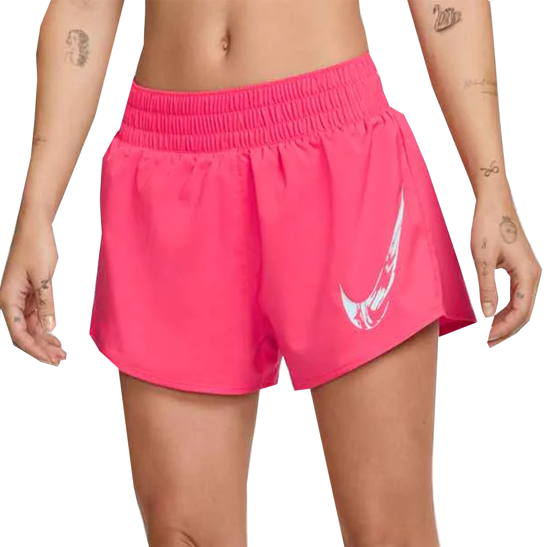 Nike One Women's Dri-FIT Mid-Rise Brief-Lined Graphic Short - Aster Pink/Glacier Blue