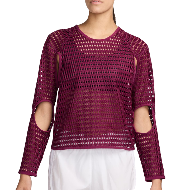 Nike Womens Radical AirFlow Aero-FIT L/S Cropped Running Top - True Berry/Black - HO26