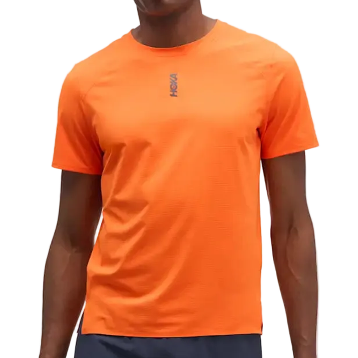 Hoka Mens Everyrun Short Sleeve - Electric Tangerine - AW26