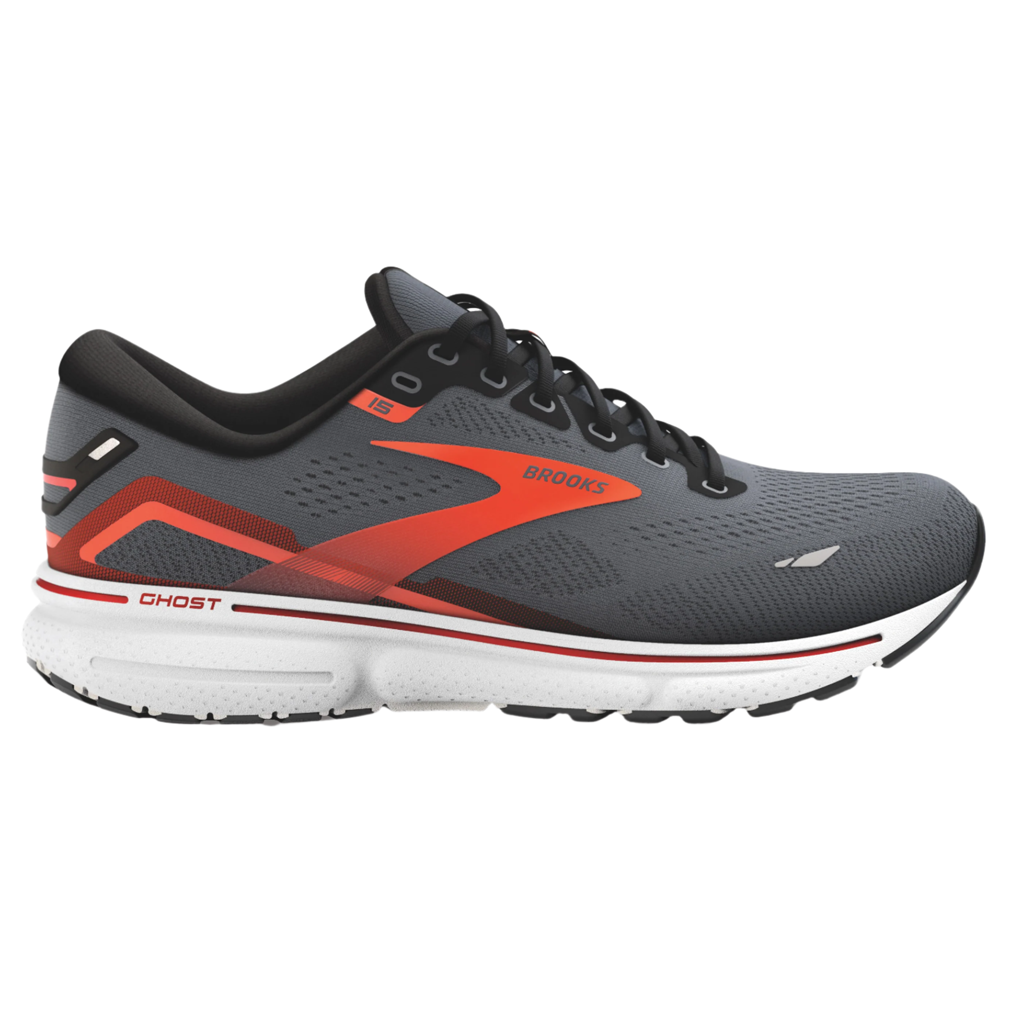 Brooks Mens Ghost 15 - Ebony/Black/Spicy Orange - Neutral