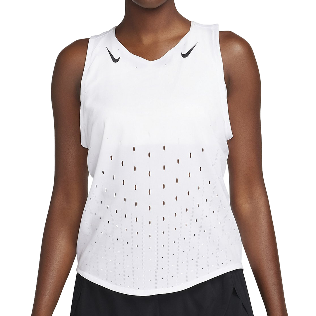 Nike Womens Dri-FIT ADV Aeroswift Singlet - White/Black/Black - FA25
