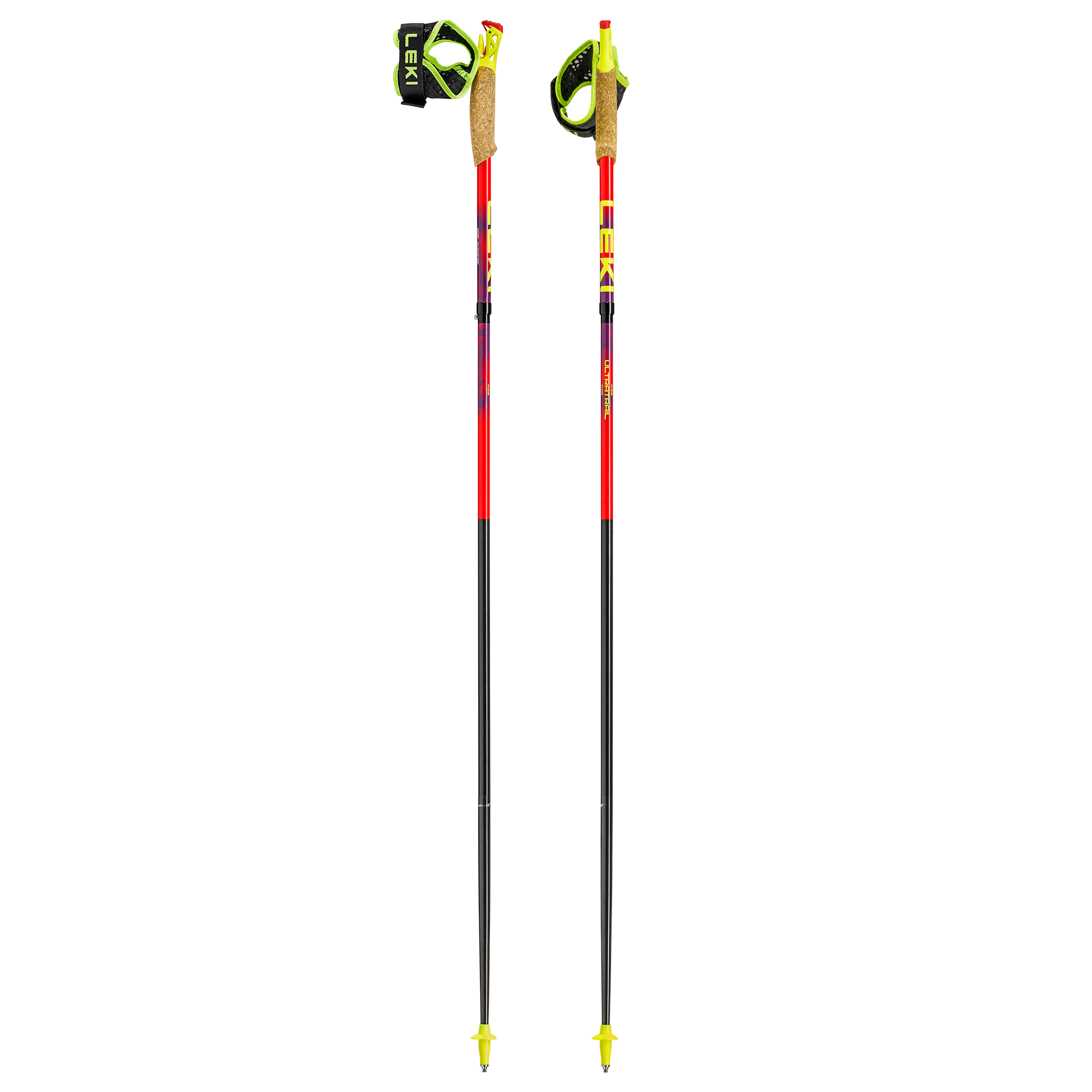 Leki Ultratrail FX.One Trail Running Poles - Bright Red/Violet/Neon Yellow