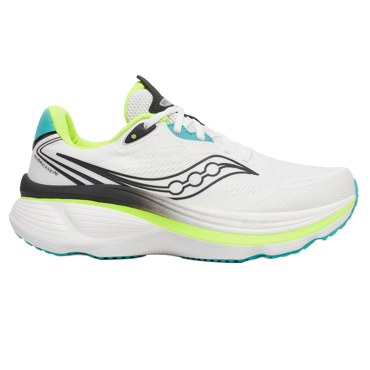 Saucony Mens Hurricane 26 - White/Citron- Stability - AW26