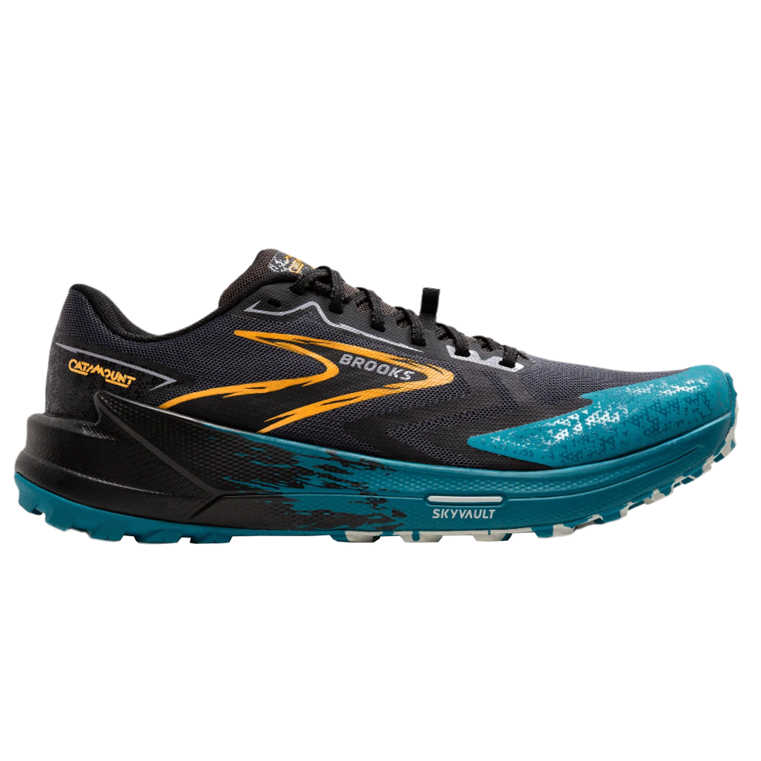 Brooks Mens Catamount 3 - Ebony/Mosaic Blue/Orange - Trail