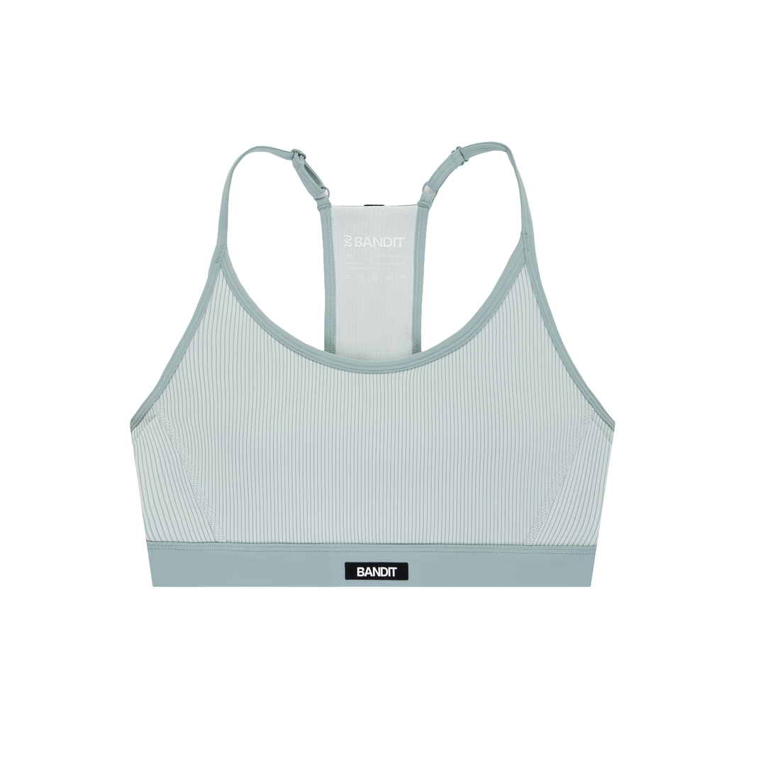 Bandit Womens Striped Cadence Strappy Bra with Mesh Overlay - Mist/Lagoon - AW26