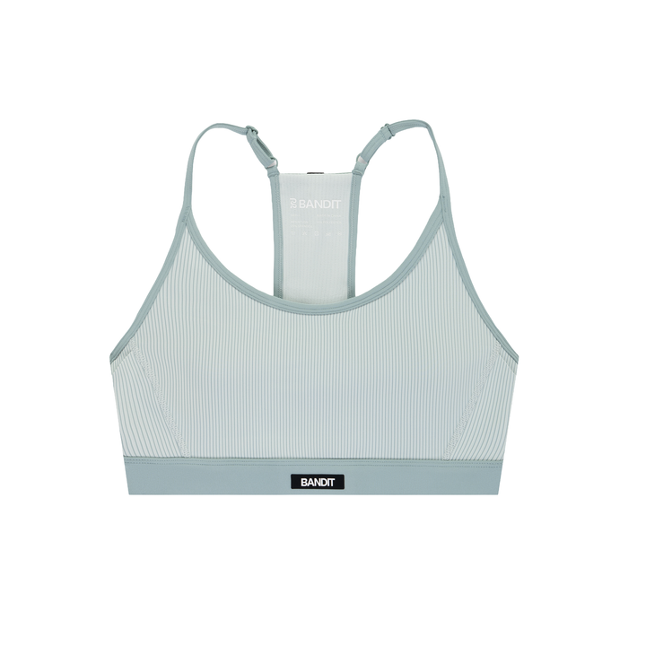Bandit Womens Striped Cadence Strappy Bra with Mesh Overlay - Mist/Lagoon - AW26