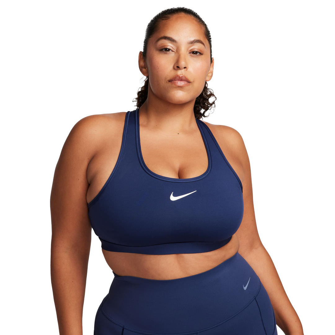 Nike Womens Medium Support Padded Sports Bra - Midnight Navy/White