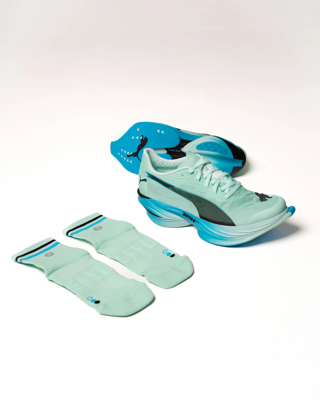 SHYU Racing Half Crew Socks - Aqua/Blue/Black